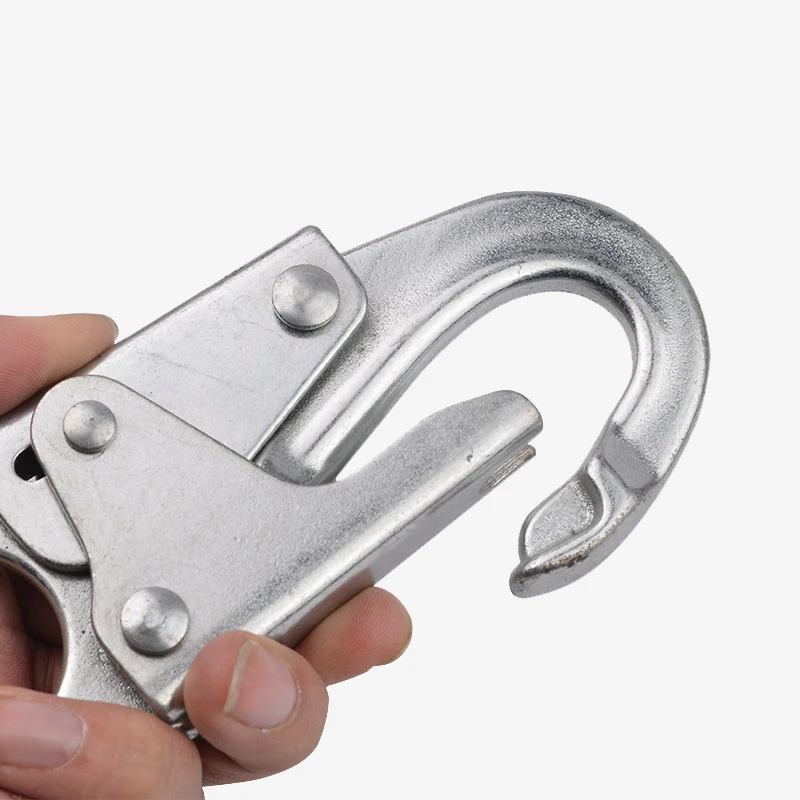 JENSAN Custom High Quality 23KN Safety Snap Hook Steel Double Lock Forge Snap Hook Climbing Carabiner for Protection