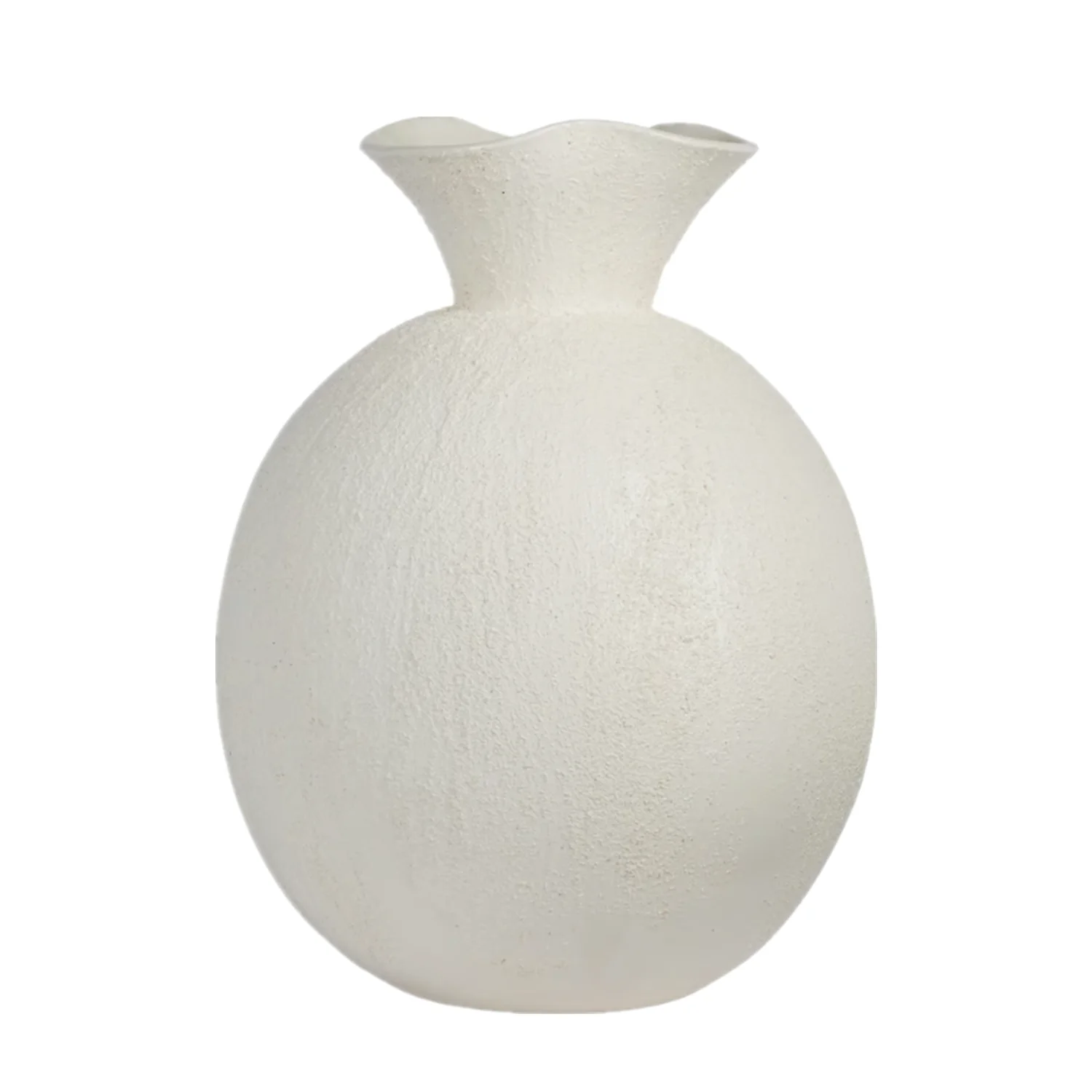 10 Inch Tabletop Decor White Ceramic Effect Vase Polyresin Flower Vase Home Decoration Clay Flower Pot