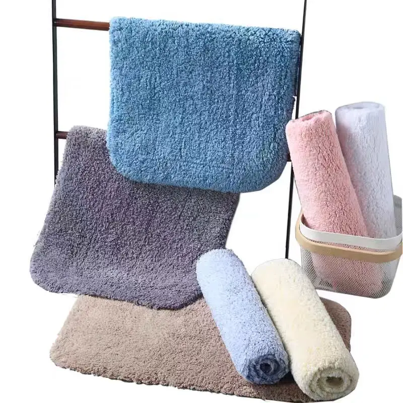 100% Cotton Anti-Slip Bath Towel Mats Super Soft and Absorbent Solid Design Modern Bathroom Rug for Home or Hotel