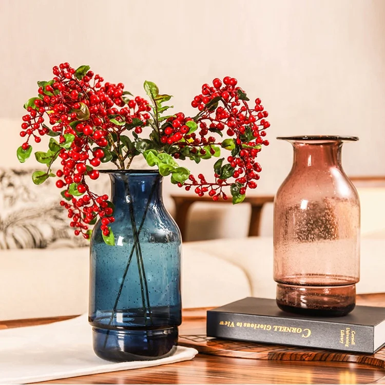 
Colourful Glass Transparent Vase Aquaculture Bottle Flower Glass Floor Vase Decoration 