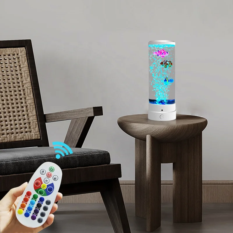 Mini Fish Lava Lamp Bubble LED Multi-Color Changing Aquarium Light Fish Night Light for Home Office Living Room Decor