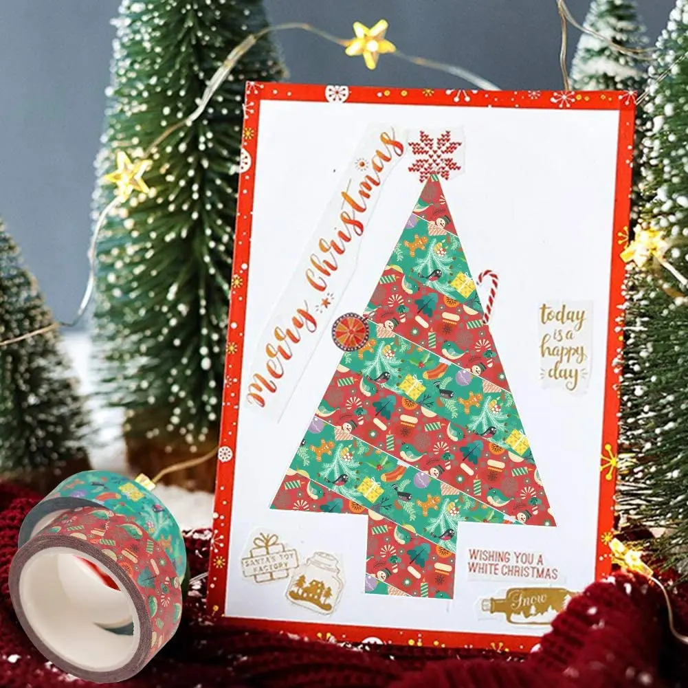 Christmas Washi Tape 15mm Wide Washi Tape Japanese For Scrapbook Bullet Journal Planner Flower Tape for DIY Crafts Arts