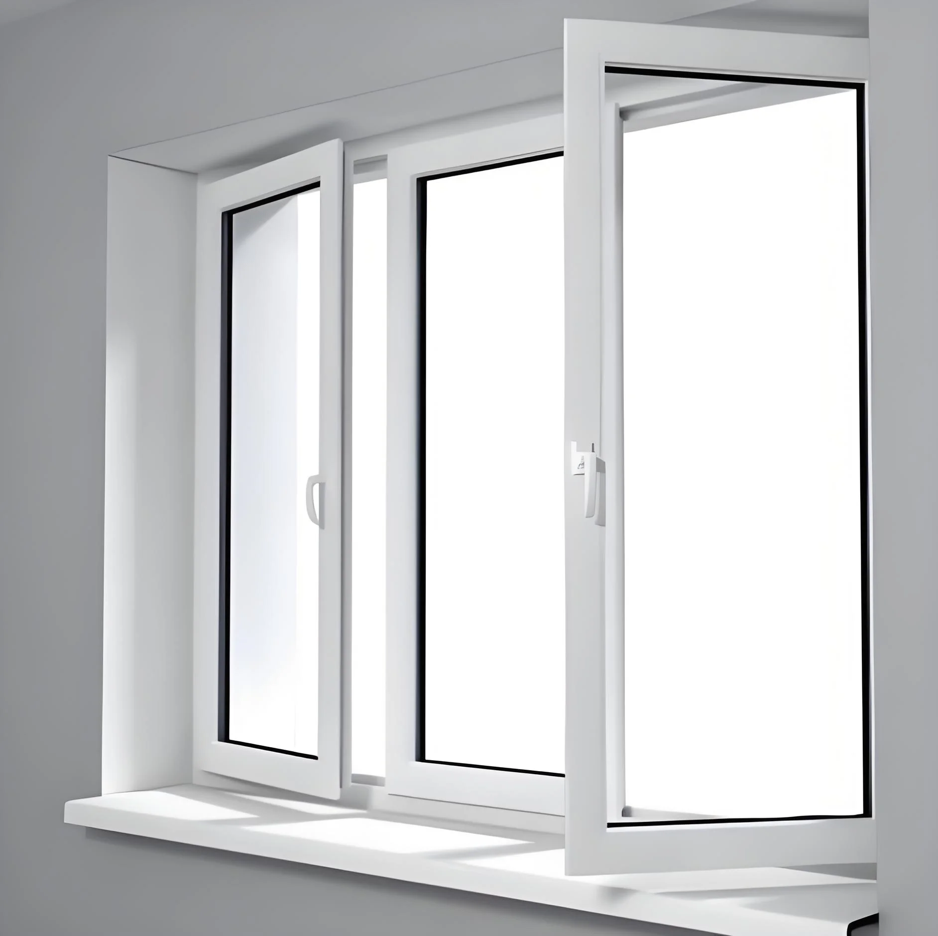 Maplemiles 70 Series Classic Design Double Soundproof Glass White Kitchen Pvc Casement Window