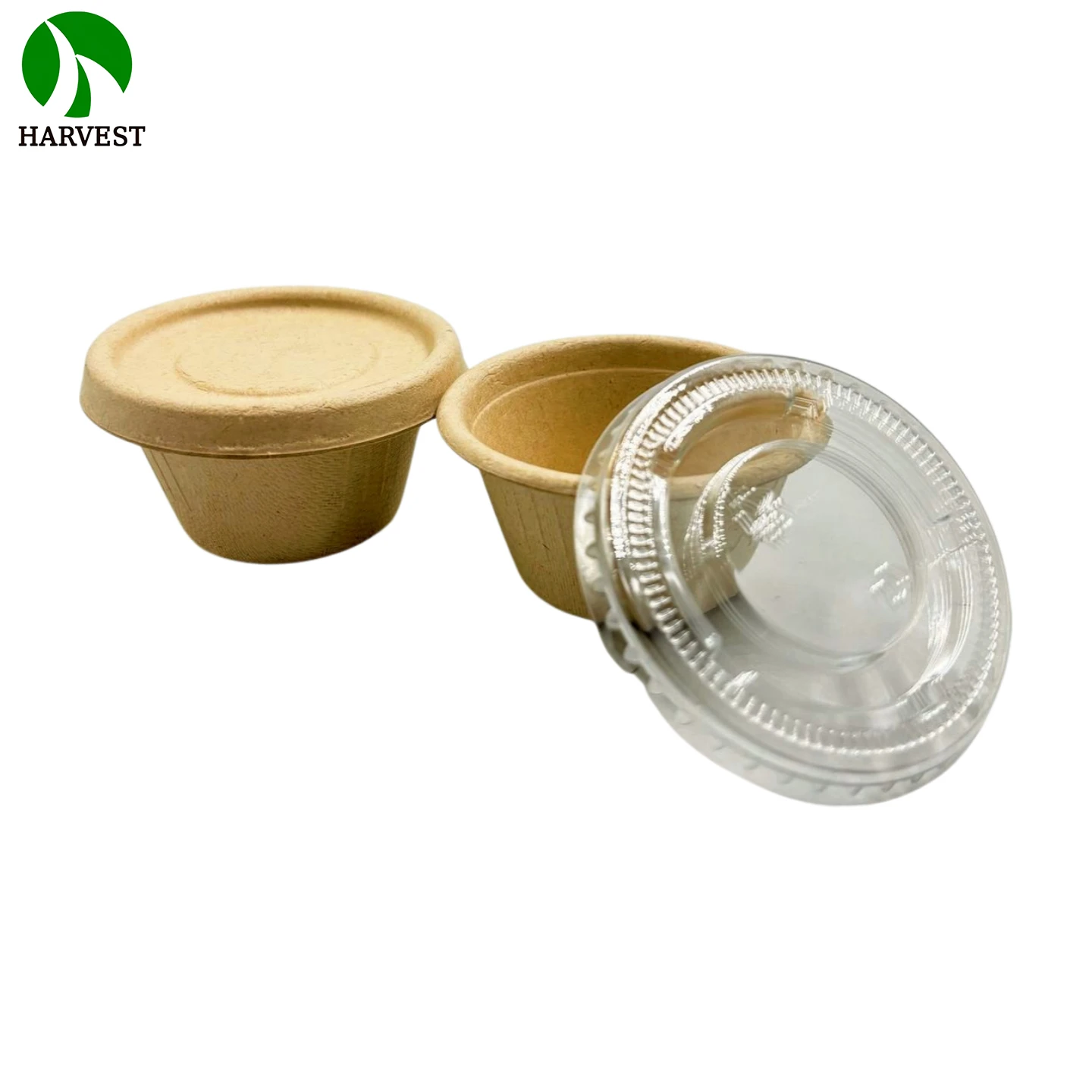 Leakproof Greaseproof Eco Harvest Natural Sugarcane Disposable Bagasse 2 Oz 4 Oz Dipping Sauce Cup With Lid