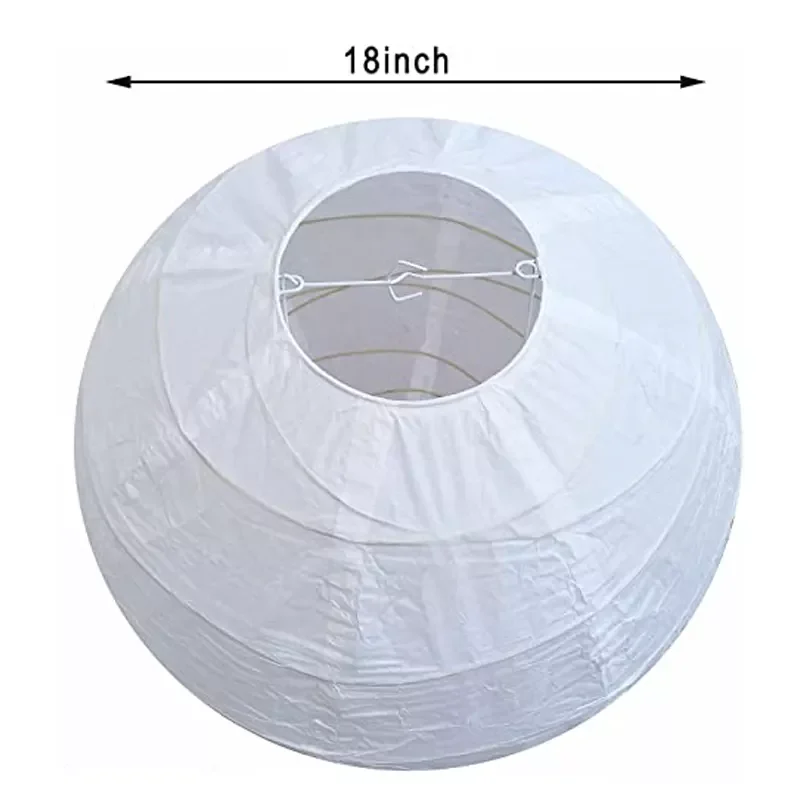 RUI YI 18 inch White Round Paper lantern Lamps Paper Lamp Shade Chinese Lantern Hanging Rice Paper Lampshade for Weddings lanter