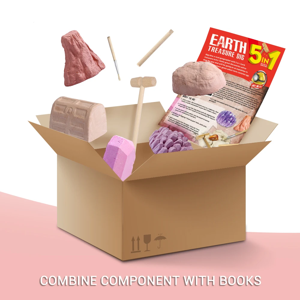 5 in 1 child gift boy and girl educational stem learning advantage toy set stone dig kit stone collection