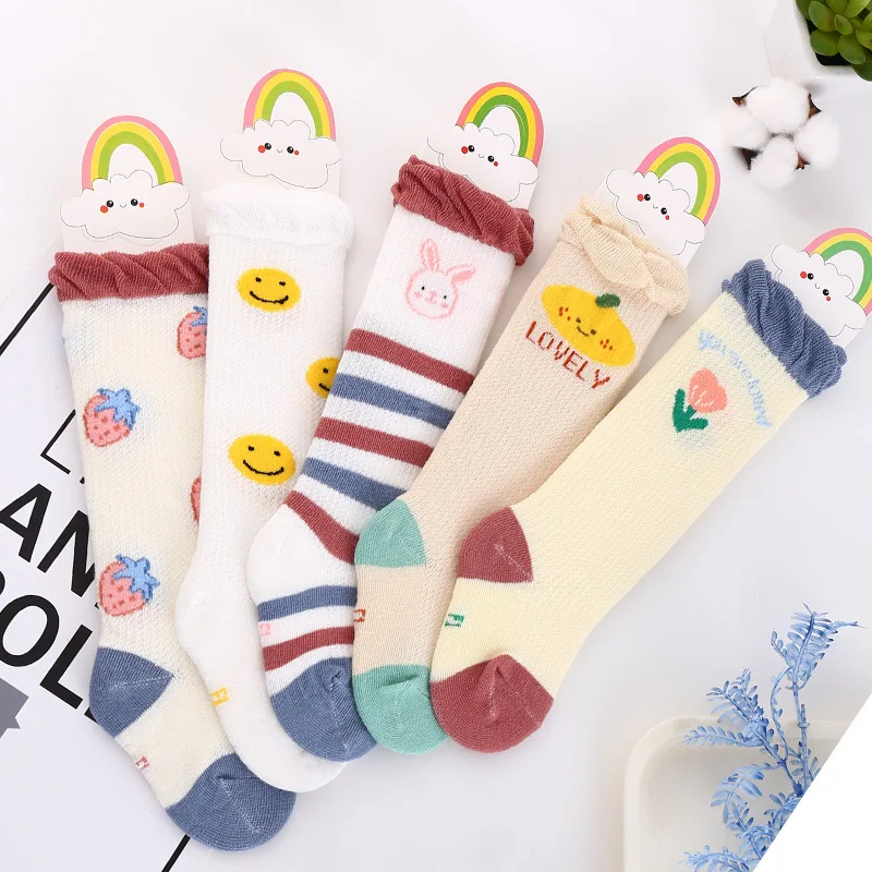 wholesale newborn toddler flower pattern soft cotton Ruffled Infant Tube Long Socks 0-6 months