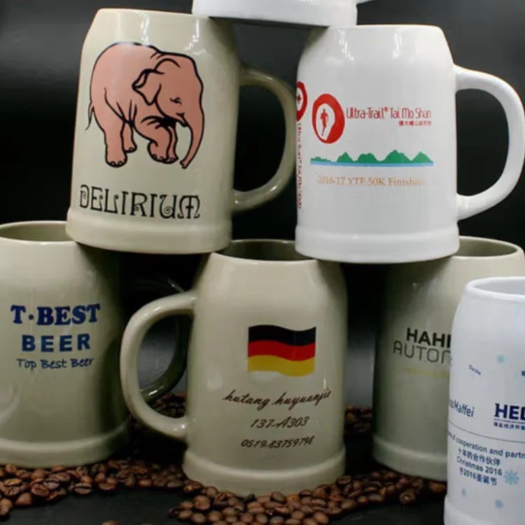 Oktoberfest Custom Ceramic Sublimation Beer mug with Handle Promotional German stein Plain 500ml 1000ml 300ml 10oz 16oz 24oz 26