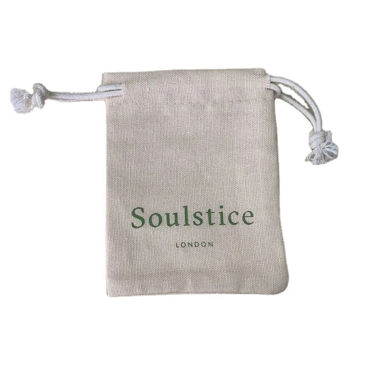 recycled cotton Canvas bag Drawstring Pouch Packaging Gift  Logo Printed Jewelry Bag dust bag pink color cotton jewelry pouch