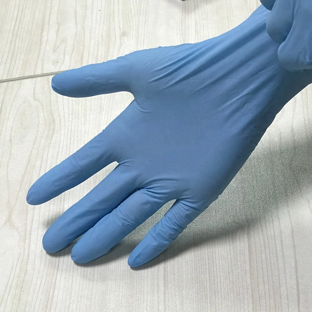 Blue Color medical disposable nitrile exam gloves