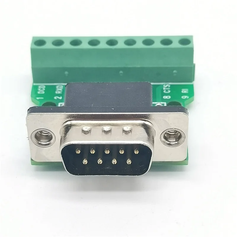 DB9-G1 D-Sub 9pin Solderless Connectors DB9 RS232 Serial to Terminal Male Adapter Connector Breakout Board Riveting