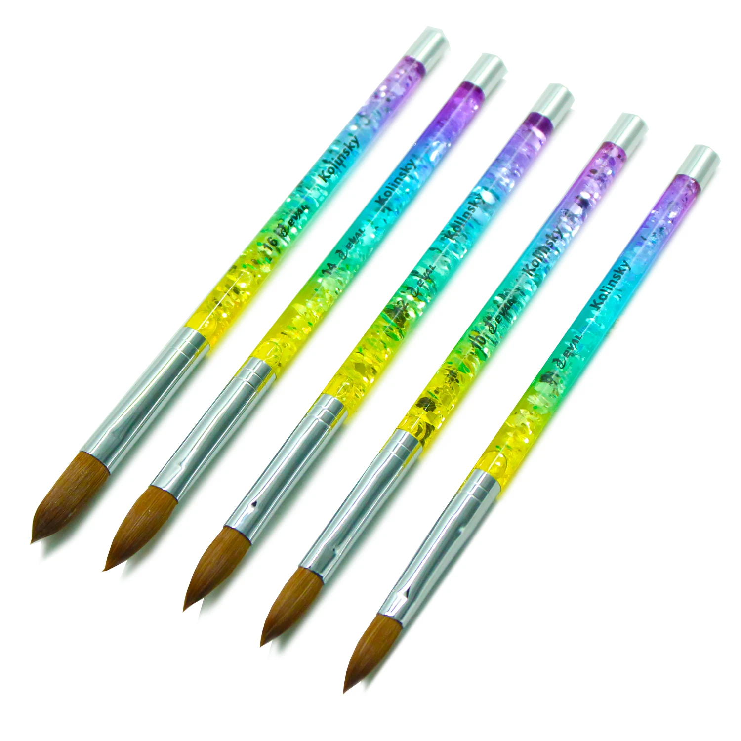 1 шт. Eval Радуга цвета морской волны 100% колонковая щетка для волос акриловый Фрезер для ногтей cо шлифовальными щетка Профессиональная УФ-гель для ногтей, для маникюра