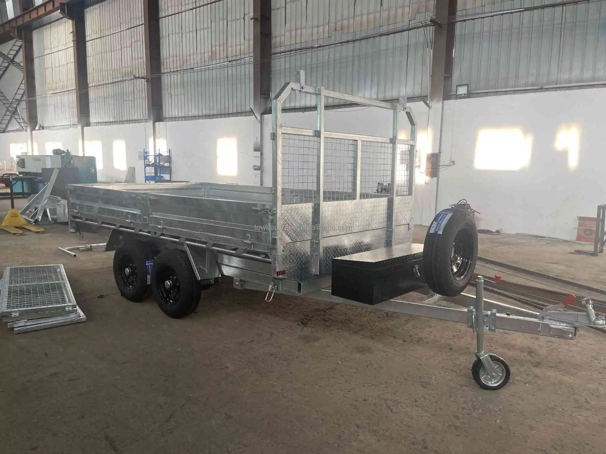 10x6 10x7 12x7  Galvanized Tandem Axle Flatbed Flattop Trailer 2000kg ATM with Headboard