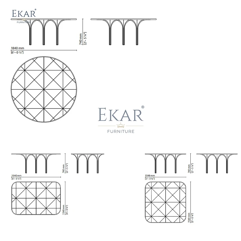 Elegant Modern round Dining Table Sturdy Metal Base & Glass Top for Home Villa Hotel Kitchen Dining Room Furniture