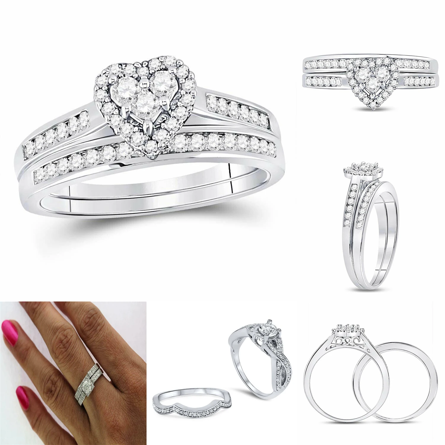 Love Heart Crown Couple Hug Gold 18K Promise For Set Adjustable 925 Sterling Silver Wedding Engagement Diamond Moissanite  Ring