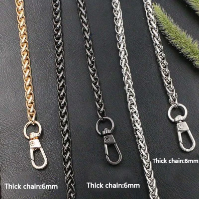 High Quality Metal Brass Handbag Chains for Bags Accessories Purse Shoulder Handbag Chain Strap Curb Black Metal Lady Chains Bag