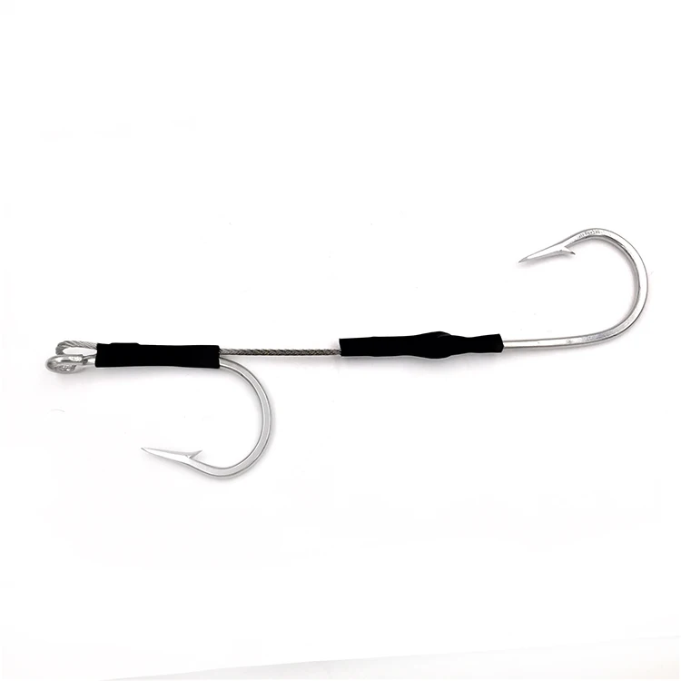 7/0 Double Hook Rig Stainless Steel Offset Wahoo Tuna Dorado Marlin Lures Accessory