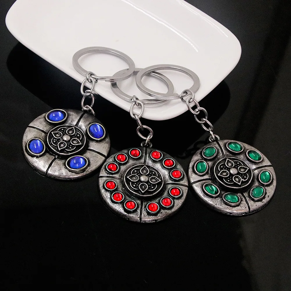 Game Keychain Elden Ring Red Green Blue Amber Amulet Key Chain Enhanced Jewel Pendant