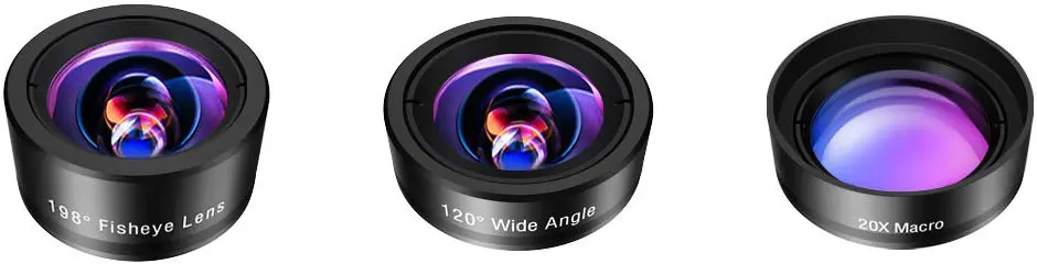 2022 Vlog Video Kit 3 in 1 Mobile Phone Lens Kit Fish Eye Wide Angle Macro Camera Lens for iPhone 11 Pro