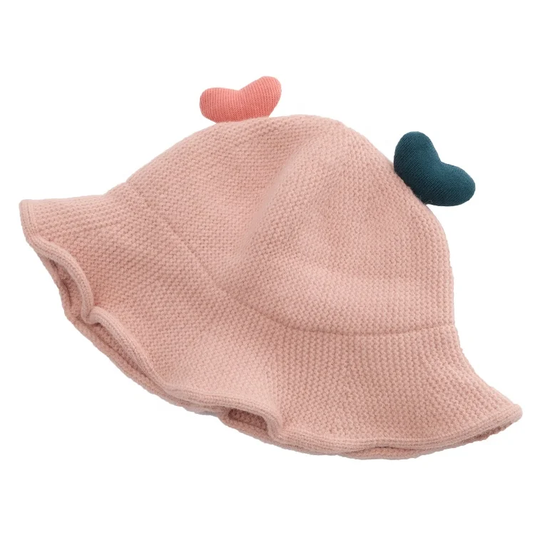 Детская вязаная шапка с двумя симпатичными рожками в форме сердец, осенне-зимняя плотная двухслойная теплая шерстяная Панама