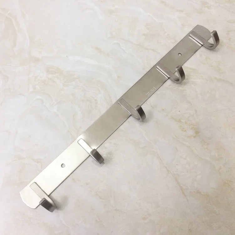 High Quality Bathroom Accessories Durable SUS304 Stainless Steel Brushed Polishing Wall Mounted Coat Rack with 5 Hooks