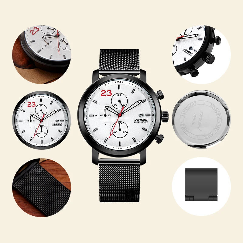 SINOBI China Manufacture Brand Watch S9765G Logo Oem Dual Time Luxury Wrist Fashion Chronograph Watches With Cheap Prices