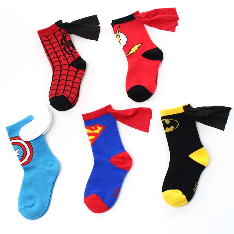 От 3 до 6 лет, детские носки с супер с рисунком героев из мультфильма, Детские хлопковые носки с изображением персонажей Crazy прикольные героя «унисекс» для мальчиков и девочек, носки с высокой пяткой