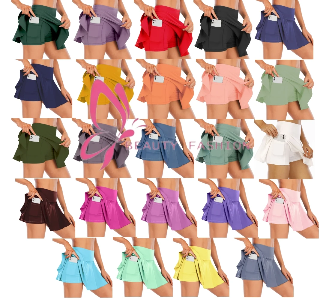 Wholesale High Waist Women Girl Pleated Sport Running Fitness Mini Skirt Quick Drying Sexy Tennis Skirt
