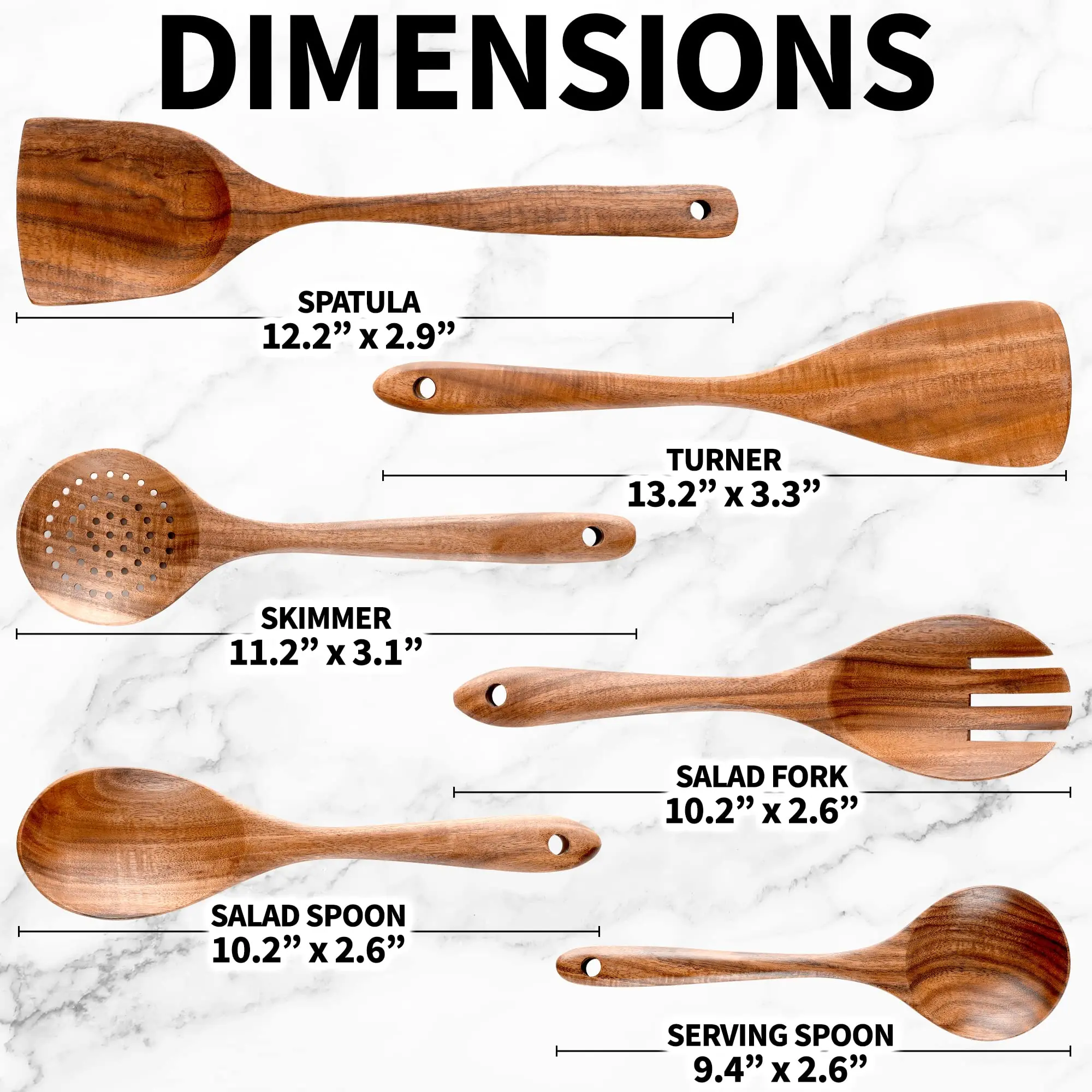 6 Piece Bamboo Utensil Set Perfectware Wooden Spoon and Spatula Set Nonstick Kitchen Utensil Set