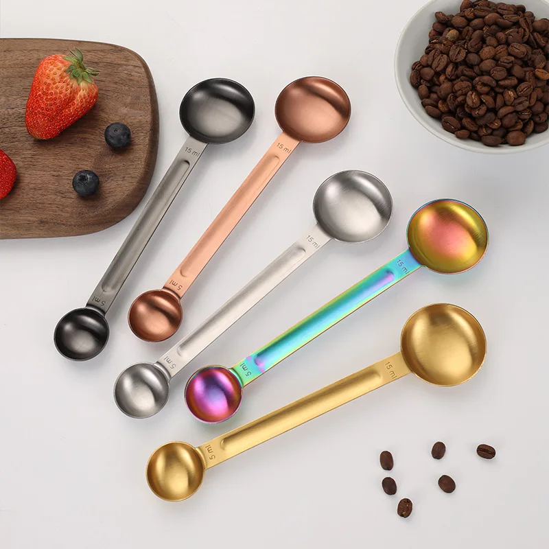 Dual Sided Stainless Steel Measuring Spoon 1 Tbsp 15ml and 5ml Coffee Scoop For Measuring