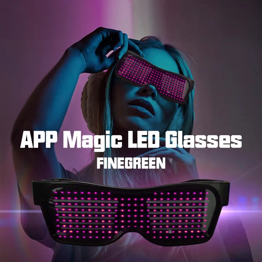 led light up glasses app change message rechargeable  led party glasses