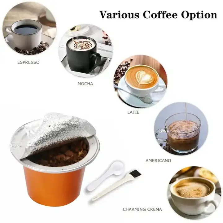Disposable Nespresso Compatible Pods Empty Aluminum Foil Coffee Capsule with Self Adhesive Seals Stickers Covers Lids