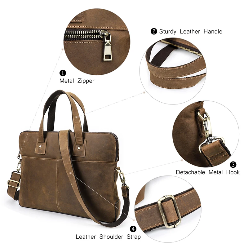 15 inch Large office Briefcase Bag Mens Business Travel Messenger Leather Laptop Bag