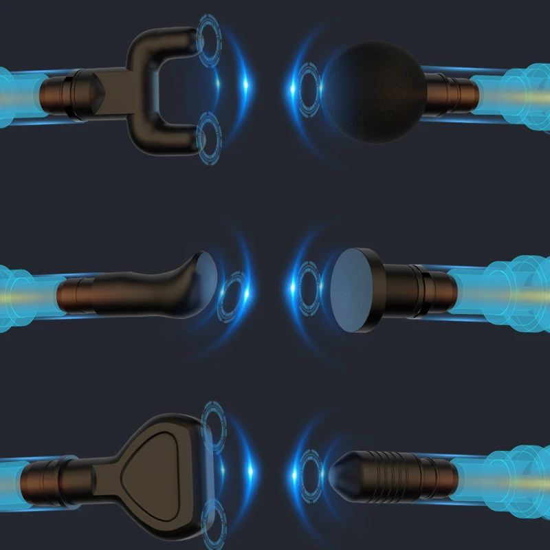 Percussion Gun Massager 10Mm Vibration Muscle Massage 6 Heads Fascia Mini Deep Tissue 30Greas LCD Display Massage Gun