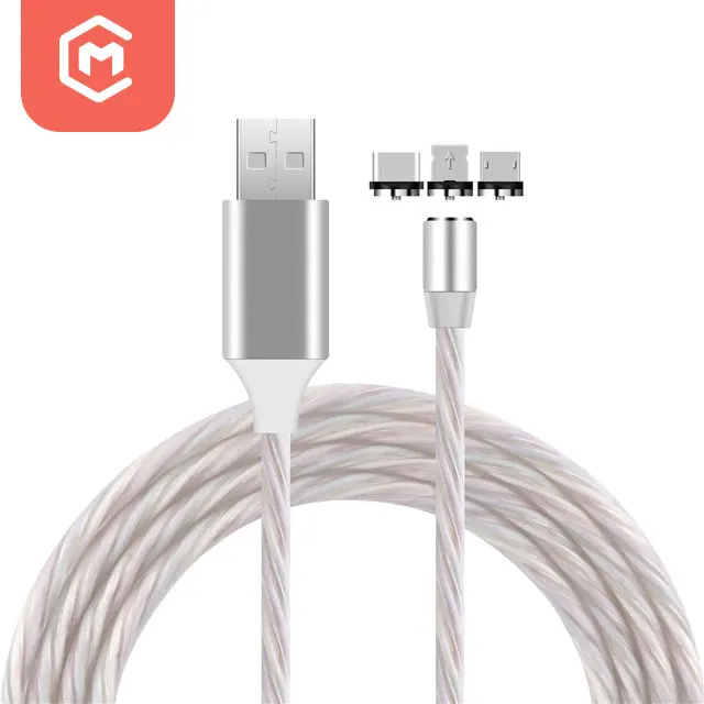 Высокоскоростной кабель передачи данных 3 в 1 USB-кабель для быстрой зарядки СВЕТОДИОДНЫЙ Магнитный зарядный кабель