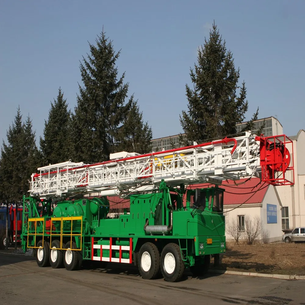 Single Mast Double drum 40ton XJ250 Fast Rapid  No-Guyline pulling Unit  hoist Workover rig
