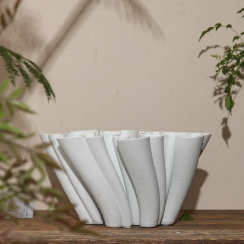 Minimalist Modern 3D Printing Ceramic Vase Flower Bouquet Pot Shape Wedding Nordic Vase for Living Room Hotel