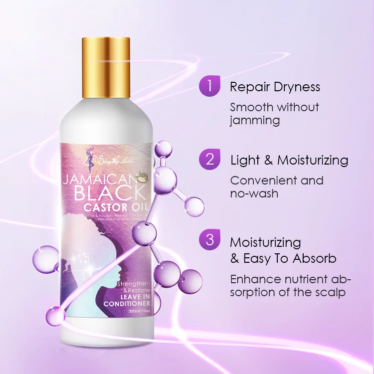 Black Castor Oil Sulphate Free Split Ends Coconut Leave In Conditioner For African Hair Smooth And Moisturize