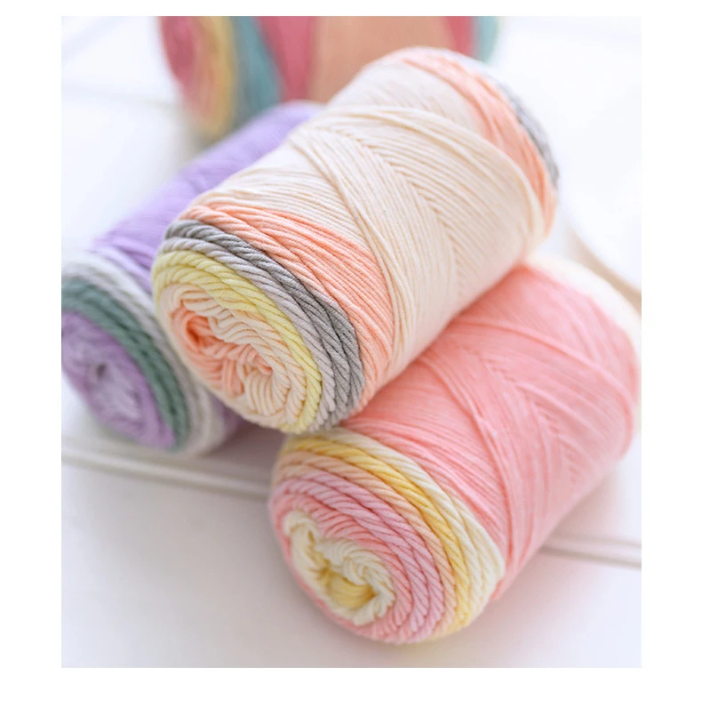 Hand Knitting Colorful Rainbow Baby Cotton Blended Yarn