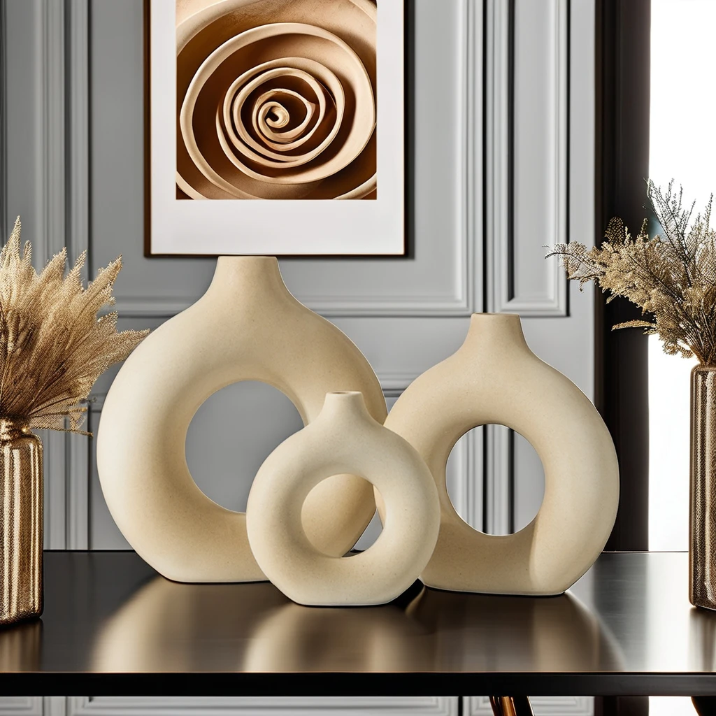 Antique Modern Durable Ceramic Vase with Luxury Art Deco Vintage Nordic Design Wedding Home Tabletop Decoration Handmade Clay