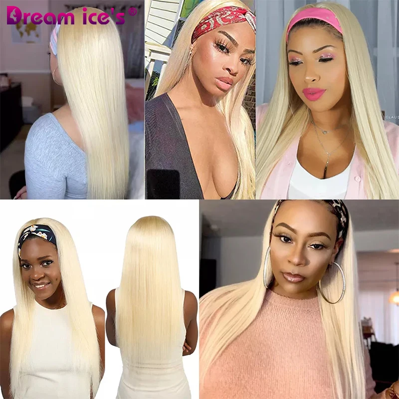 Wholesale 613 Honey Blonde Brazilian Straight Human Hair Headband Wigs Glueless Pre Plucked Remy 150% Density For Black Women