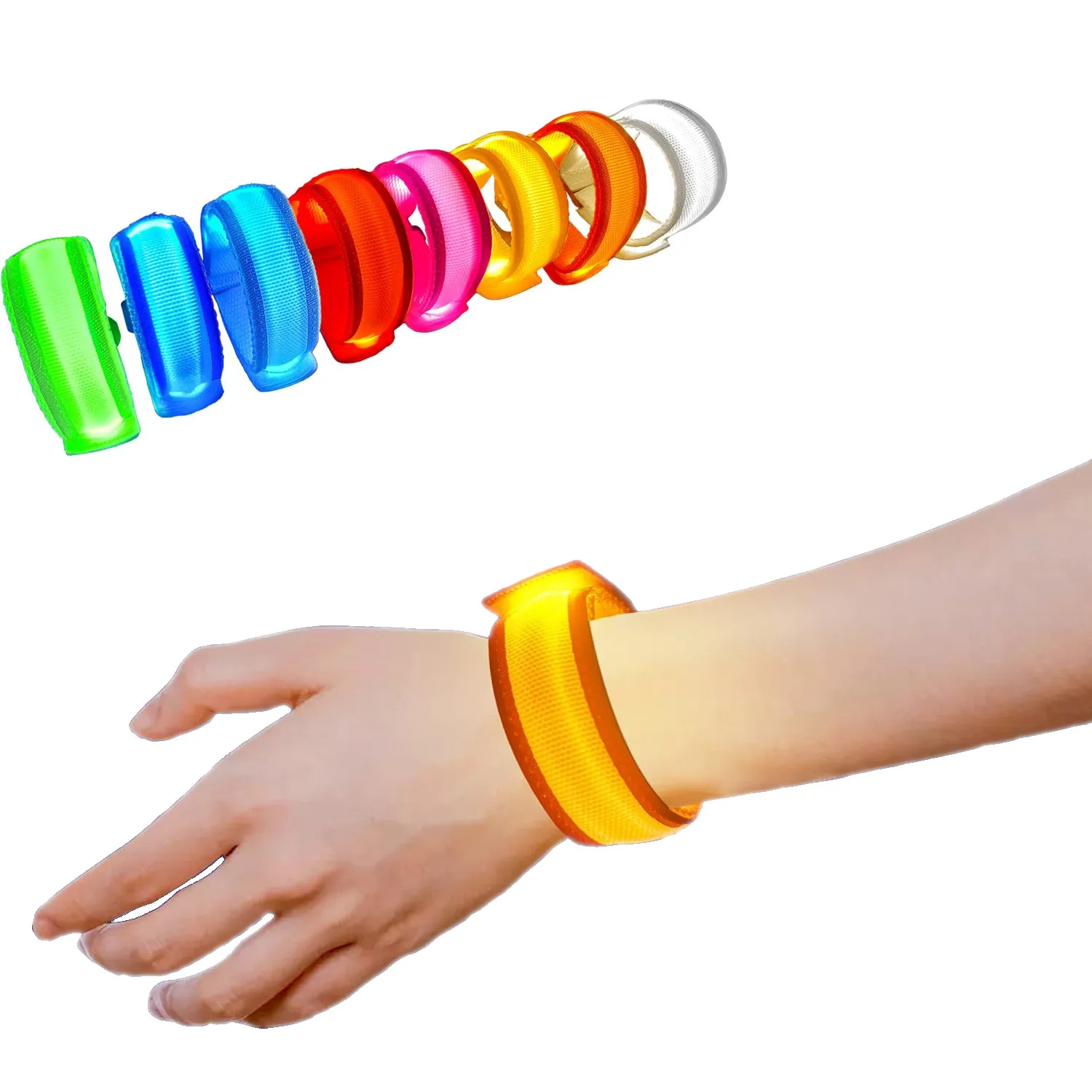 Custom Logo Text Printing USB Rechargeable Glow Bracelets Colorful LED Wristbands for Christmas Easter Graduation Party Concert