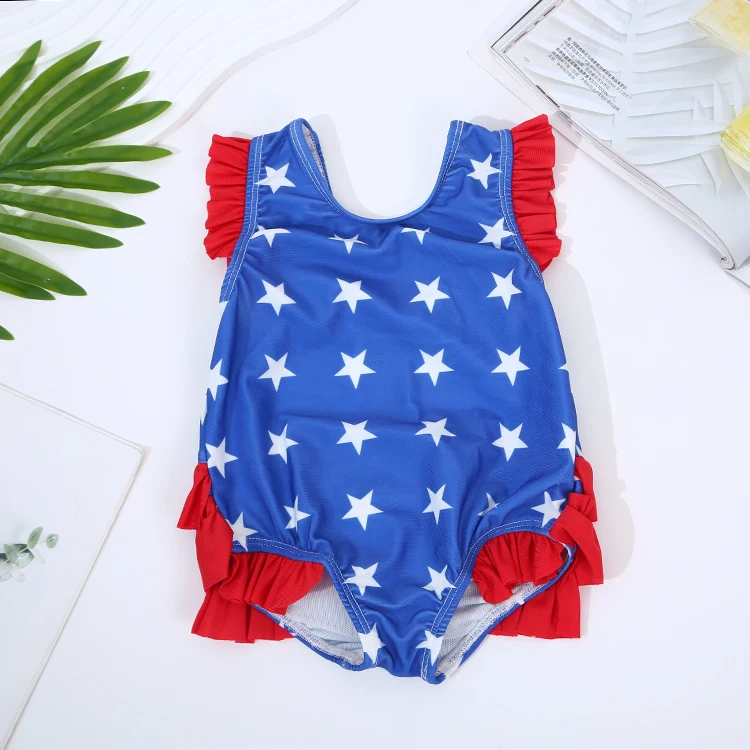 Индивидуальные профессиональные детские костюмы для малышей 4th of July baby купальники с принтом цельный Комплект девочек по заводской цене