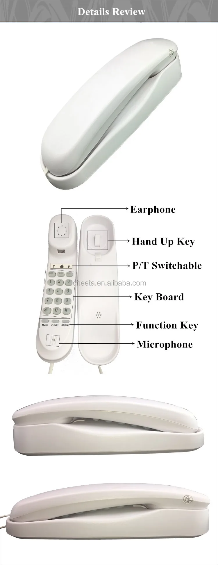 Good quality trimline corded phone wall telephone  for Sounth America market