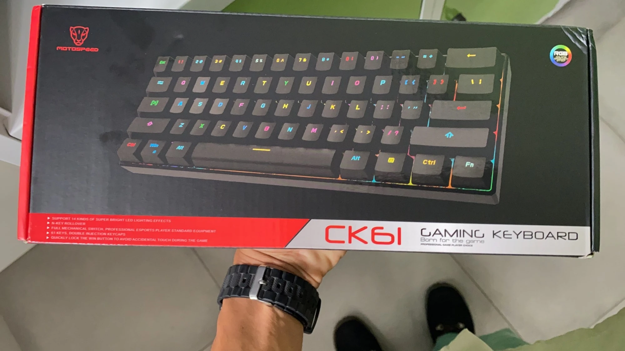  Механическая клавиатура Motospeed K61 Kailh box с подсветкой и двойными клавишами впрыска RGB