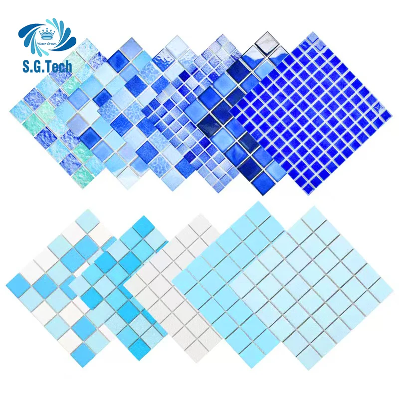 Water Crown High Quality Mosaic Swimming Pool Tile for Outdoor Spa Viewing Pool Wall Floor Decoration Pool Tools  Accessories