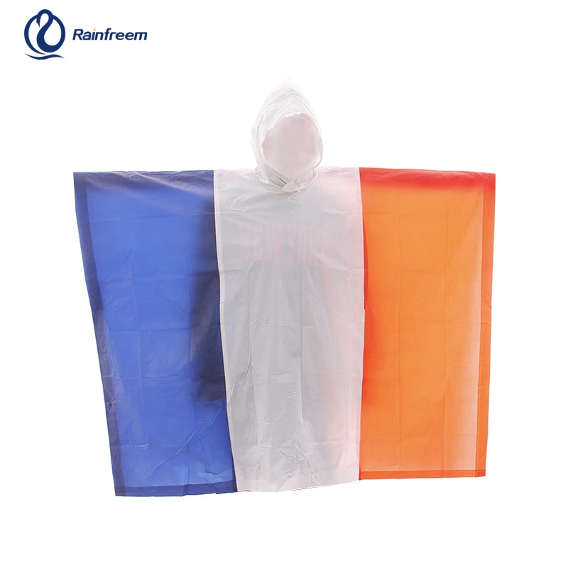 high quality pvc flag rain poncho custom print reusable rain poncho for outdoor