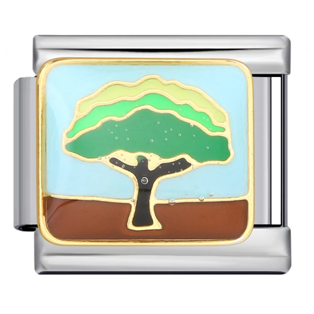 New Fashion New Style Colorful Flowers Italian Charm Link Stainless Steel Customized DIY Italian Charm Bracelet Italian Charms