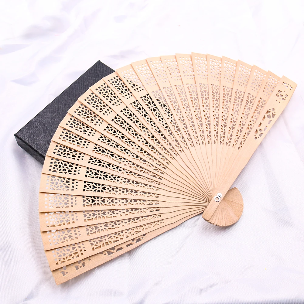 Personalized design carved bamboo hand  folding  fan for wedding dance decoration