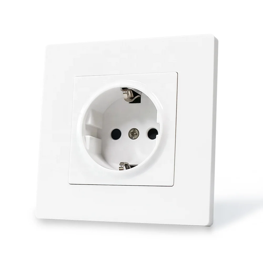 220-250V 10-16 Amps White Black Grey Gold Color Flame Retardant Plastic Panel EU Type German Standard Schuko Wall Socket